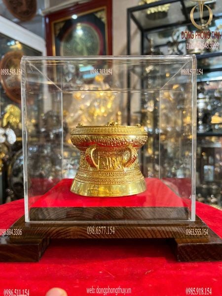 Trống đồng Đông Sơn dát vàng 24k quà tặng doanh nghiệp