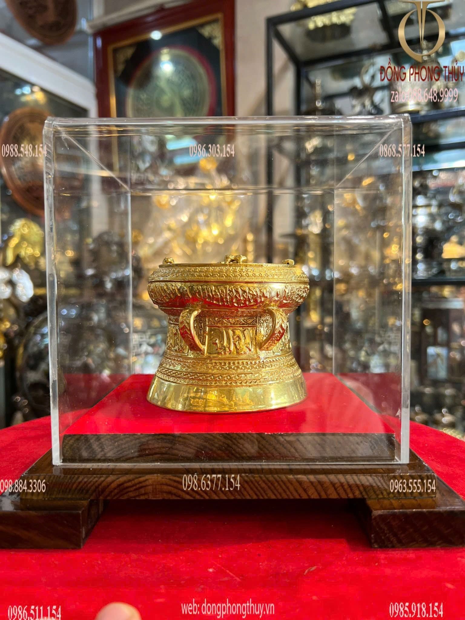 Trống đồng Đông Sơn dát vàng 24k quà tặng doanh nghiệp