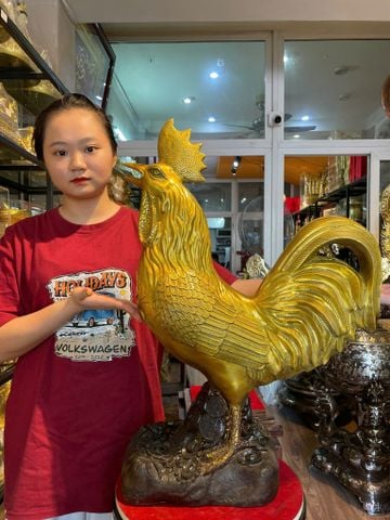 Tượng gà bằng đồng Cao 69 ngang đế 28 sâu 17 ngang đuôi 50 nặng 16,4kg