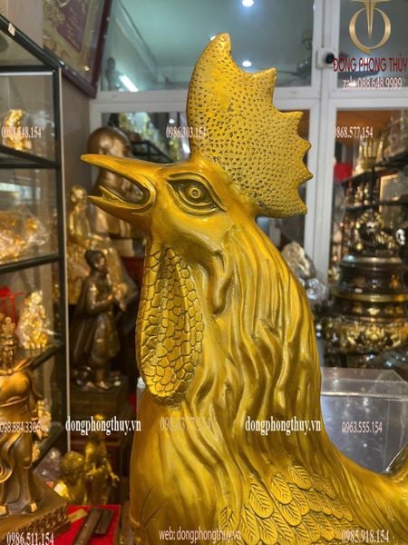 Tượng gà bằng đồng Cao 69 ngang đế 28 sâu 17 ngang đuôi 50 nặng 16,4kg