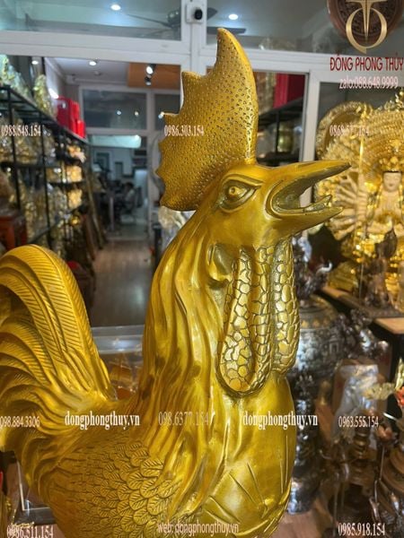 Tượng gà bằng đồng Cao 69 ngang đế 28 sâu 17 ngang đuôi 50 nặng 16,4kg