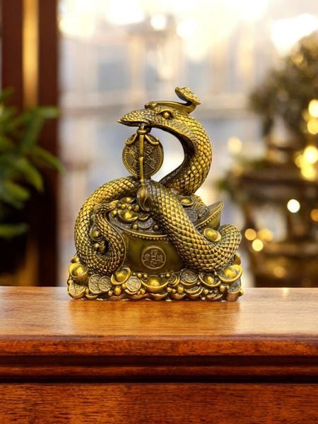 Tượng rắn cuộn đồng tiền Cao 20cm ngang 17cm nặng 2,5kg