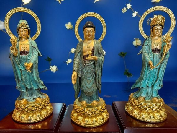 Tây Phương Tam Thánh bằng đồng xanh