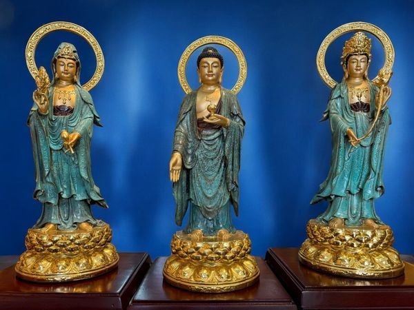 Tây Phương Tam Thánh bằng đồng xanh