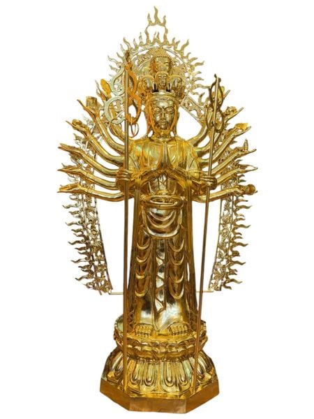 Thiên Thủ Thiên Nhãn bằng đồng dát vàng Cao 1m37 ngang 40 sâu 35