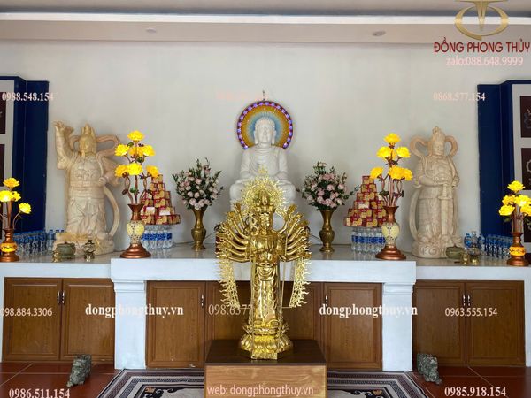 Thiên Thủ Thiên Nhãn bằng đồng dát vàng Cao 1m37 ngang 40 sâu 35