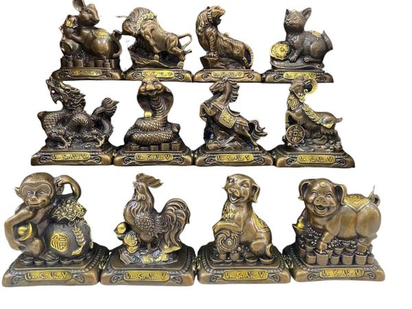 Bộ 12 con giáp bằng đồng nguyên chất cao 29cm