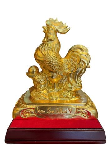 Tượng gà phong thủy dát vàng 24k cao 27cm nặng 5kg