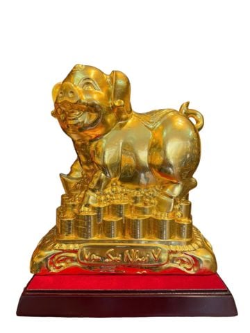 Tượng heo phong thủy dát vàng 24k cao 27cm nặng 5kg