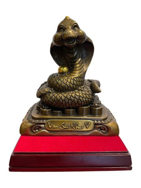 Tượng rắn bằng đồng vạn sự như ý Cao 26 ngang 24 sâu 14 nặng 4,5kg chữ Việt