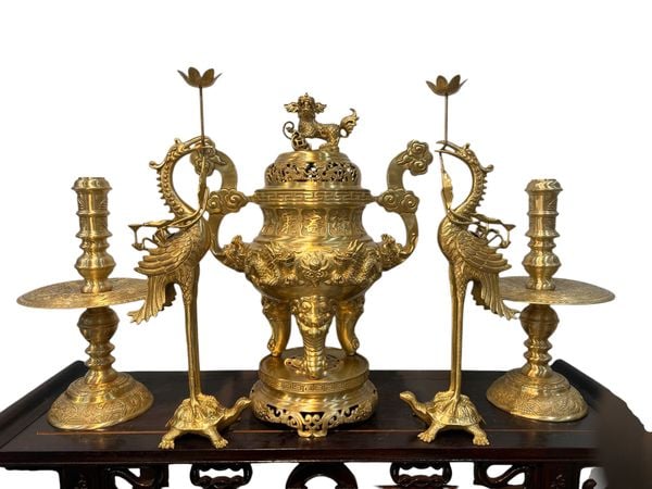 Ngũ sự cát tút song long chầu nguyệt cao 65cm nặng 33,8kg