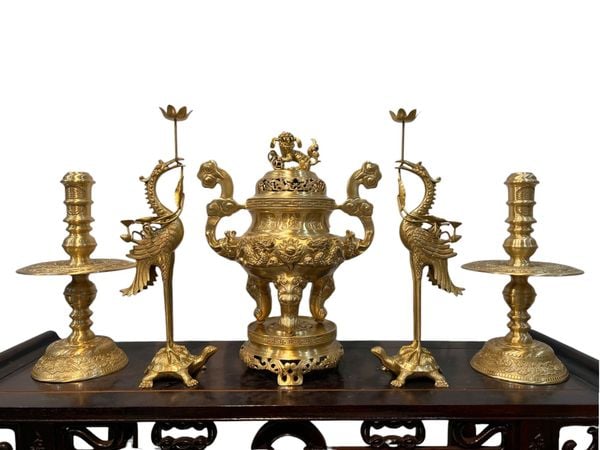 Ngũ sự cát tút song long chầu nguyệt cao 50cm nặng 22,3kg