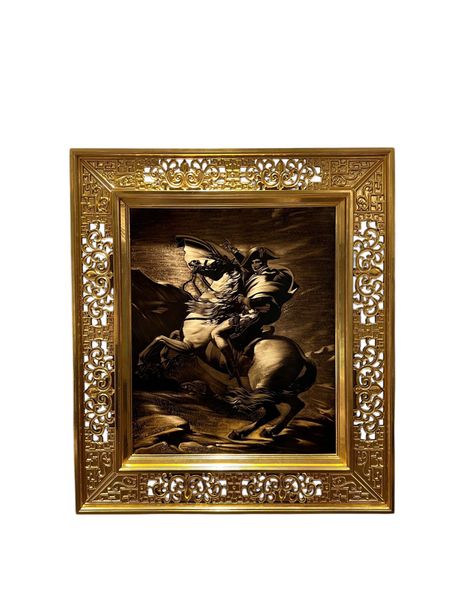 Tranh ngựa mạ vàng Napoleon vượt dãy AnPơ kích thước 1m22*1m39 dát vàng