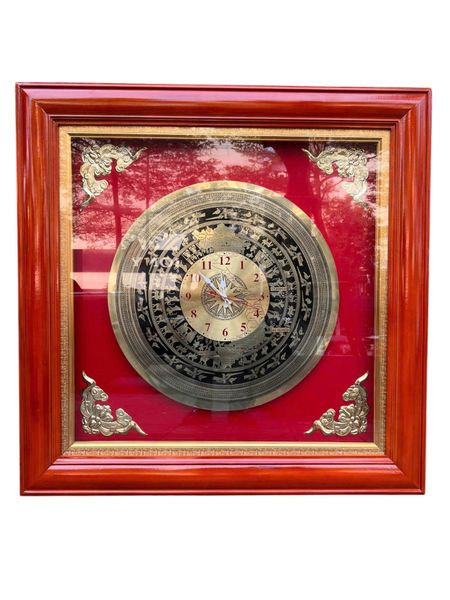Tranh mặt trống đồng hồ khung gỗ