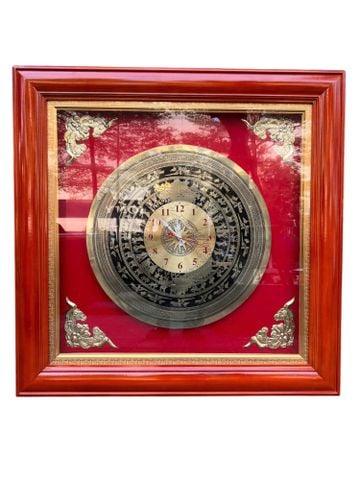 Tranh mặt trống đồng hồ khung gỗ
