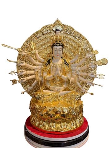 Thiên thủ thiên nhãn 62cm nặng 28kg dát vàng vẽ màu