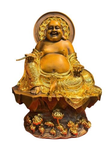 Tượng di lặc dát điểm vàng cao 45 ngang 32 sâu 18 nặng 12kg