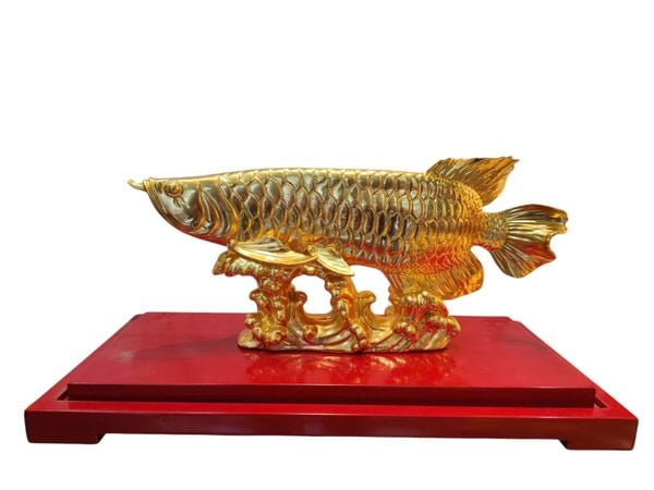 Cá rồng bằng đồng dát vàng 24K cao 17 dài 38 nặng 4kg