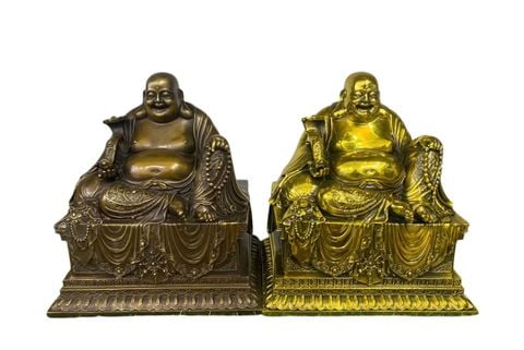 Di Lặc Như Ý bằng đồng cao 20cm