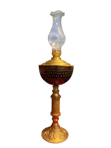 Đèn dầu bằng đồng bụng 12cm cao 30cm