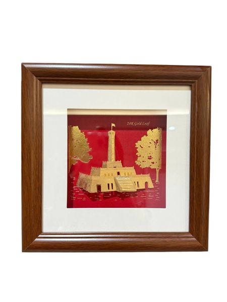 Tranh Cột cờ Hà Nội mạ vàng 24k 24x24cm