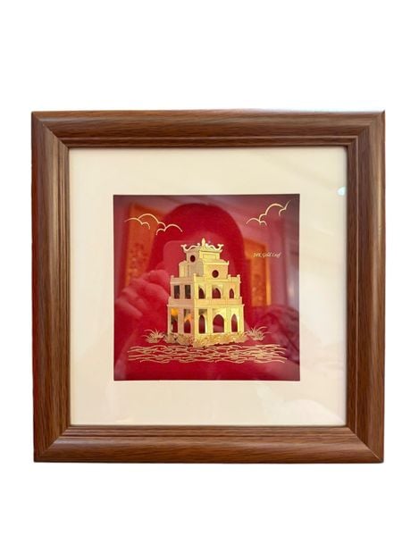 Tranh tháp rùa mạ vàng 24k 24x24cm