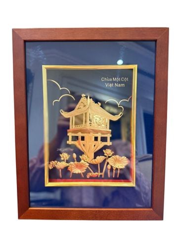 Tranh chùa một cột mạ vàng 24k 30x25cm