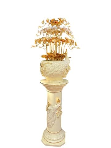 Chậu Lan chim công 18 cành mạ vàng 24k cao 164cm