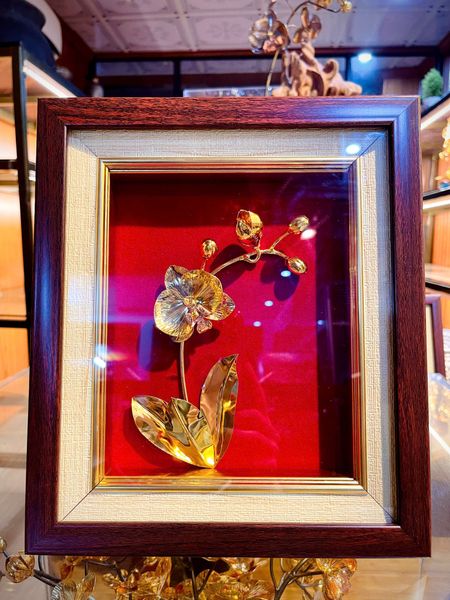 Tranh hoa lan mạ vàng 24k 24x28cm