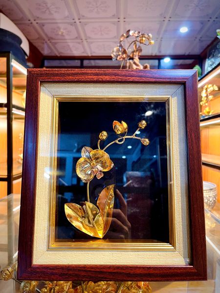 Tranh hoa lan mạ vàng 24k 24x28cm