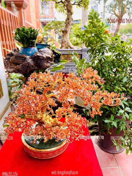 Cây Đào bằng đồng mạ vàng 24k