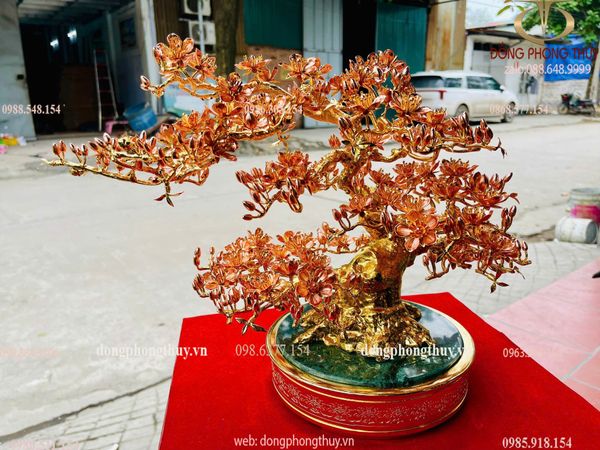 Cây Đào bằng đồng mạ vàng 24k