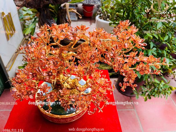 Cây Đào bằng đồng mạ vàng 24k