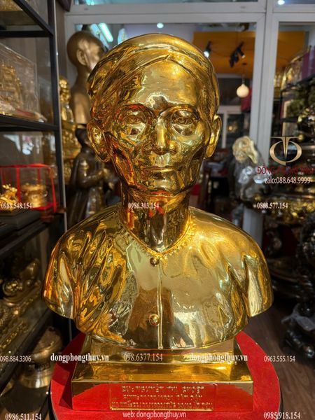 Tượng truyền thần bằng đồng dát vàng 24k cao 48cm