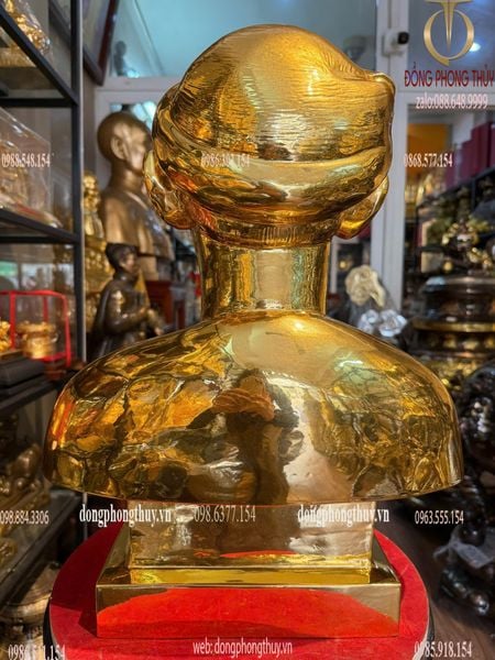 Tượng truyền thần bằng đồng dát vàng 24k cao 48cm