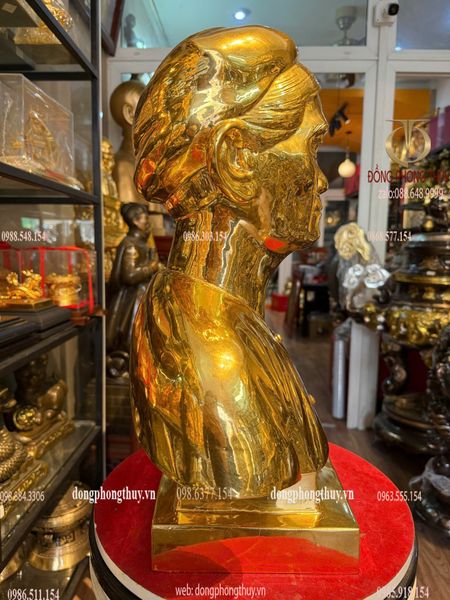 Tượng truyền thần bằng đồng dát vàng 24k cao 48cm