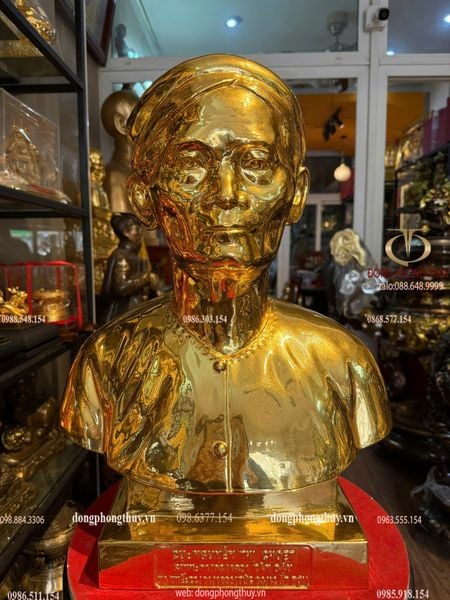 Tượng truyền thần bằng đồng dát vàng 24k cao 48cm