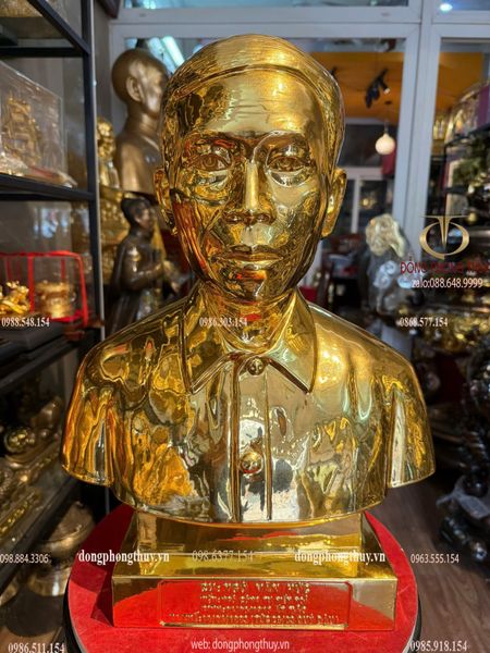 Tượng truyền thần bằng đồng dát vàng 24k cao 48cm