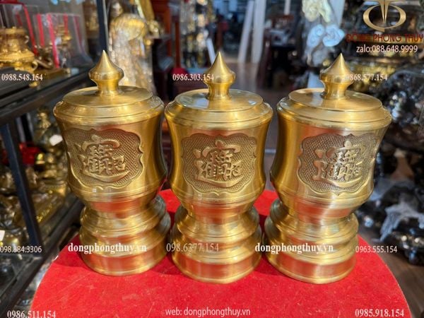 Bộ 3 đài bằng đồng cát tút đường kính 10cm nặng 3,5kg