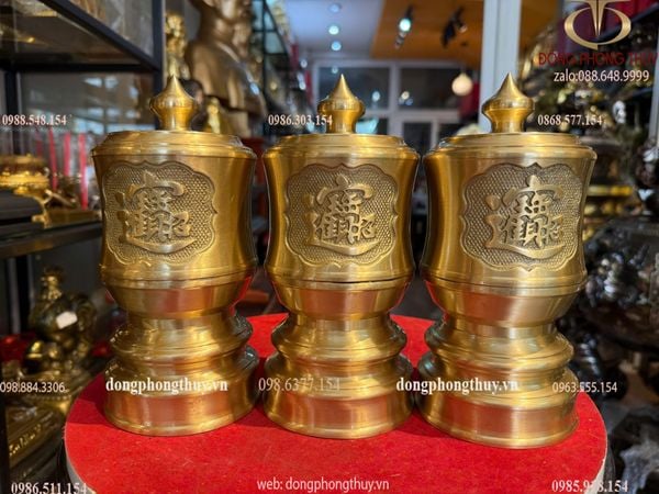 Bộ 3 đài bằng đồng cát tút đường kính 10cm nặng 3,5kg