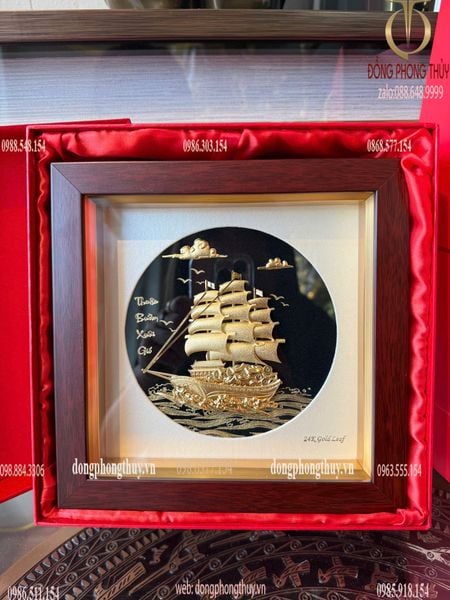 Quà tặng mạ vàng: Tranh thuyền buồm mạ vàng 24k 20x20cm