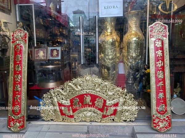 Cuốn thư câu đối bằng đồng dày 7zem 1m34 nặng 15kg