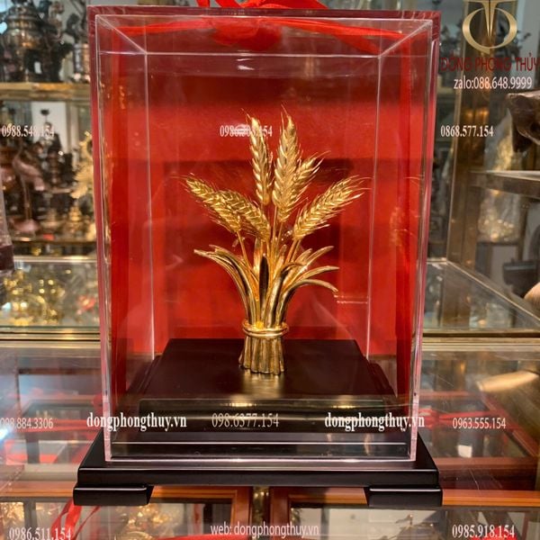 Quà tặng mạ vàng: Bông lúa mạ vàng 24k 17x13.5x22cm