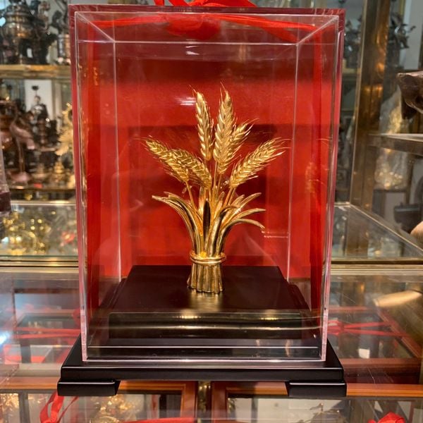 Quà tặng mạ vàng: Bông lúa mạ vàng 24k 17x13.5x22cm