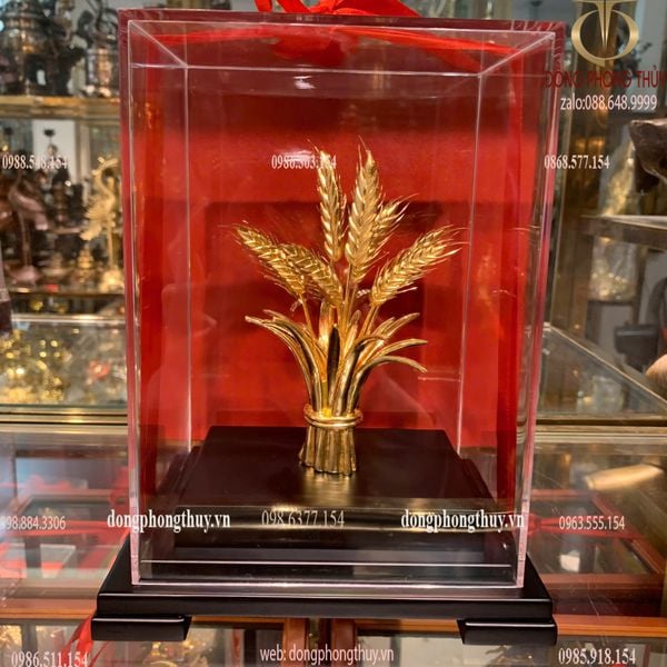 Quà tặng mạ vàng: Bông lúa mạ vàng 24k 17x13.5x22cm