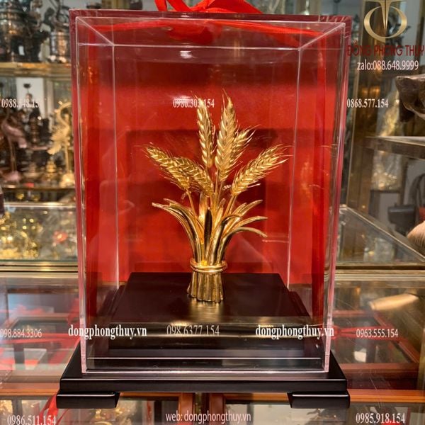 Quà tặng mạ vàng: Bông lúa mạ vàng 24k 17x13.5x22cm