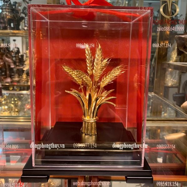 Quà tặng mạ vàng: Bông lúa mạ vàng 24k 17x13.5x22cm