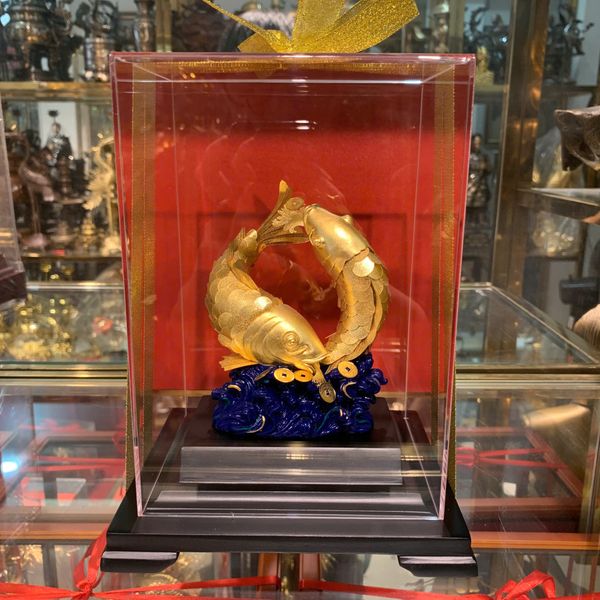 Tượng cá chép mạ vàng 24k 17x14x22cm
