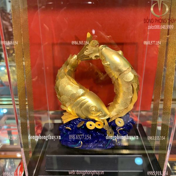 Tượng cá chép mạ vàng 24k 17x14x22cm