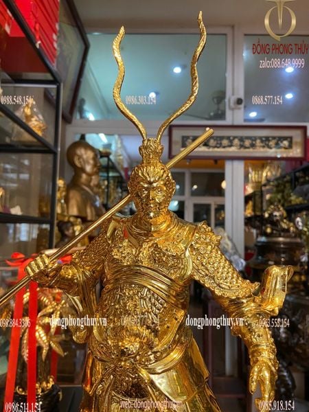 Tượng ngộ không bằng đồng dát vàng Cao 40 ngang 24 rộng 20 nặng 9kg